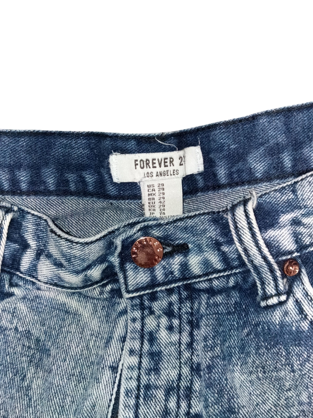 Forever 21 Light Blue Distressed High-Rise Denim Shorts - Picture 2 of 3